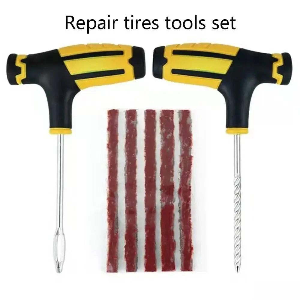 1Set Urgent Glue Tire Repair Tool Set Free Repair with Rubber Strips Rubber Bacon Strip Tubeless Tire Tire Repair Kit