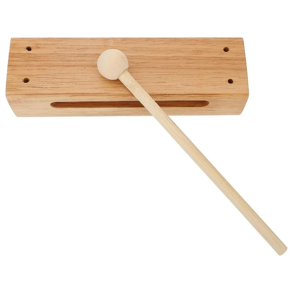 

Square Kids Percussion Instruments with Mallets Wood Beaters Beaters Sticks Handheld Double Tone Musical Rhythm Block