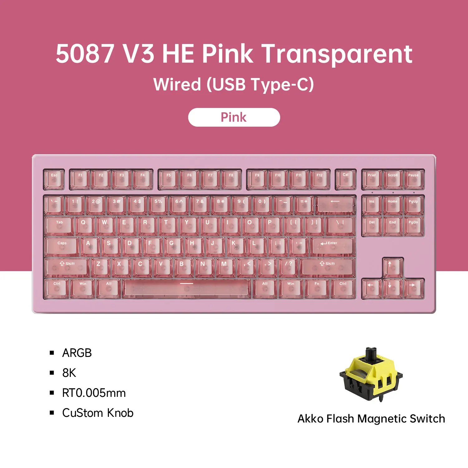 Akko 5087 V3 HE 88-Key TKL Magnetic Switch Gaming Keyboard