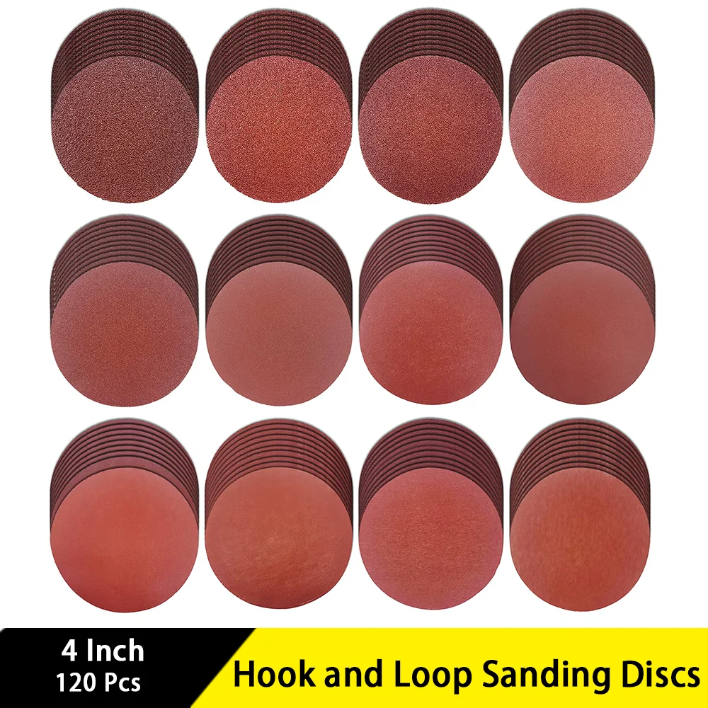 

4 Inch Hook and Loop Sanding Discs 120 Pcs 100mm for Orbit Orbital Sander and Most Rotary Surface Grinding Fine Polishing