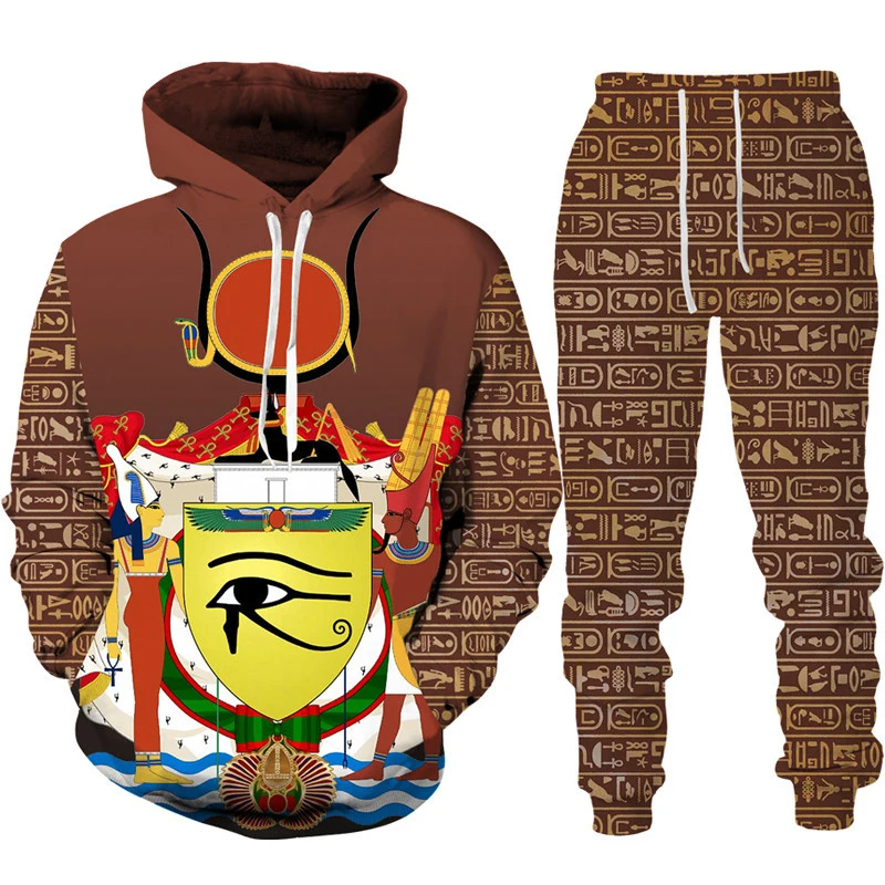 Ancient Horus Egyptian Style 3D Print Tracksuit Set Man Woman Hoodie+Pants 2pcs Set Oversized Casual Streetwear Pullover Clothes