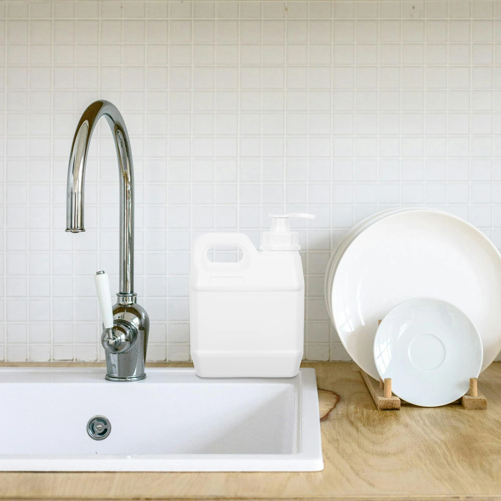 2 garrafas de bomba de imprensa 1l dispensador químico reutilizável à prova de vazamento grande abertura eco-amigável branco presente da família