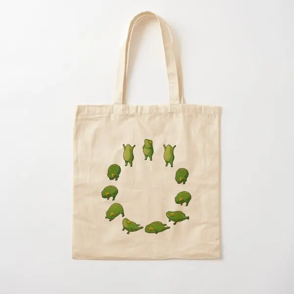 Yoga Frog Sun Salutation No Arrow Cott  Canvas Bag Ladies Tote Grocery Reusable Printed Fabric Foldable Casual Unisex Travel