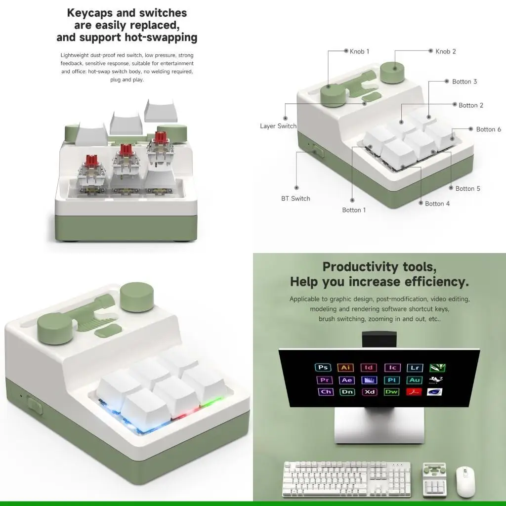 

U55C 6-Key Macro Keyboard Mini Keypad Copy Paste Gaming Mechanical Keyboard
