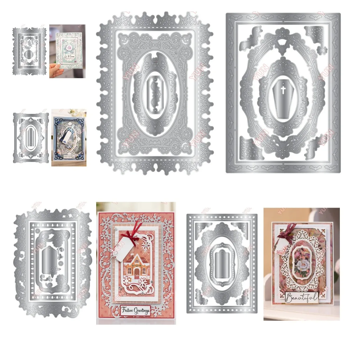 

Trick or Treat Happy Howllween Christmas Cheer Snowflake Lace Frame Cut Dies DIY Scrapbook Home Diary Card Gift Decorative Molds