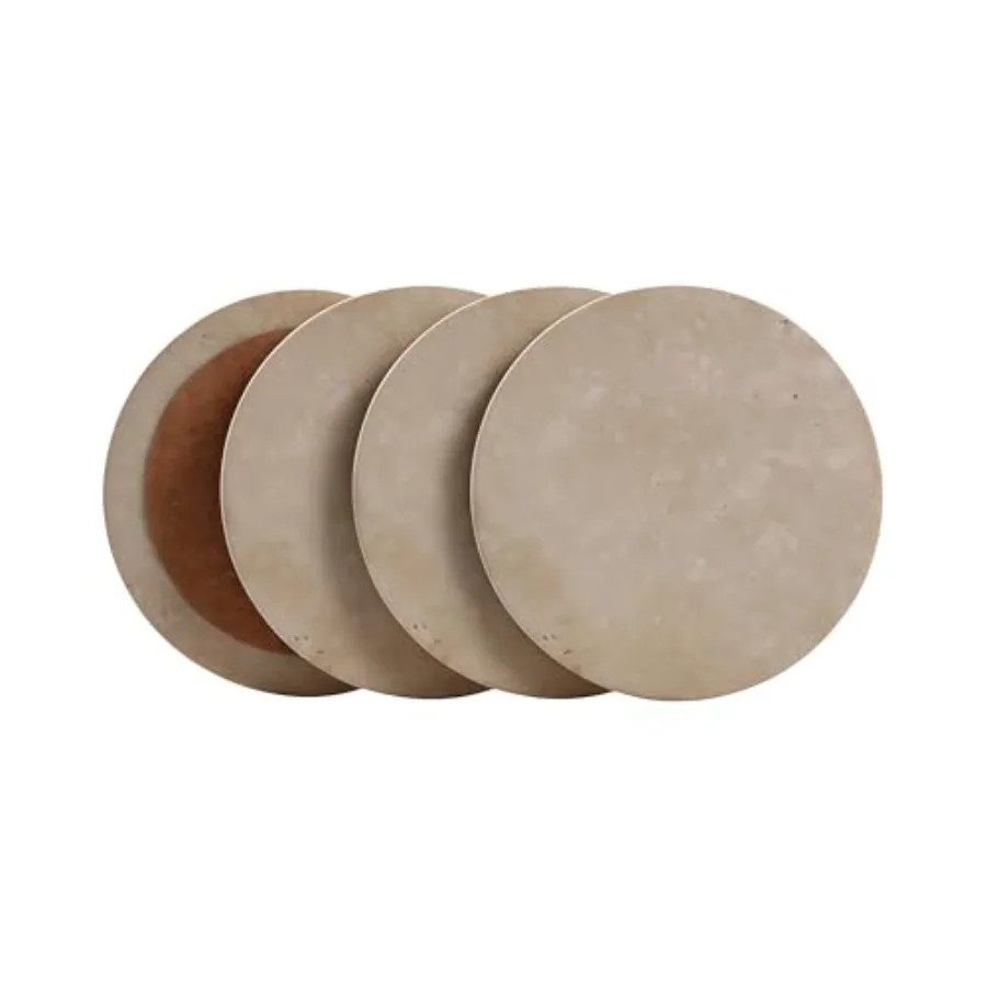 

Travertine Stone Coasters, Set of 4, 4-Inch Round Protect Table Surfaces from Stains and Heat - Ideal Housewarming or Wedding G