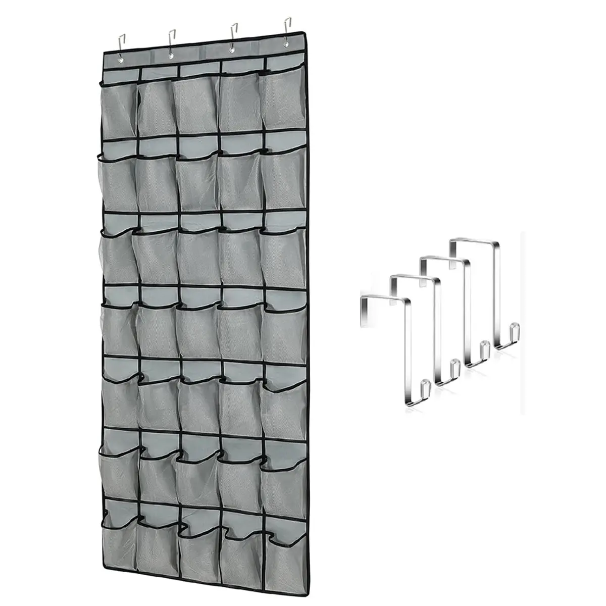 AT33 1 Pack over the Door Shoe Organizer with 35 Large Mesh Pockets, Space-Saving Hanging Storage for Shoes, Accessories