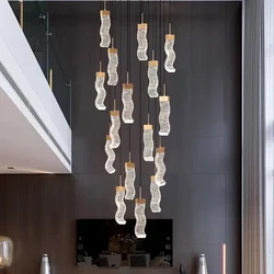 Lampadario di cristallo moderno di lusso per la decorazione della casa, lampada a sospensione per scale, lampade a sospensione per soggiorno, illuminazione interna