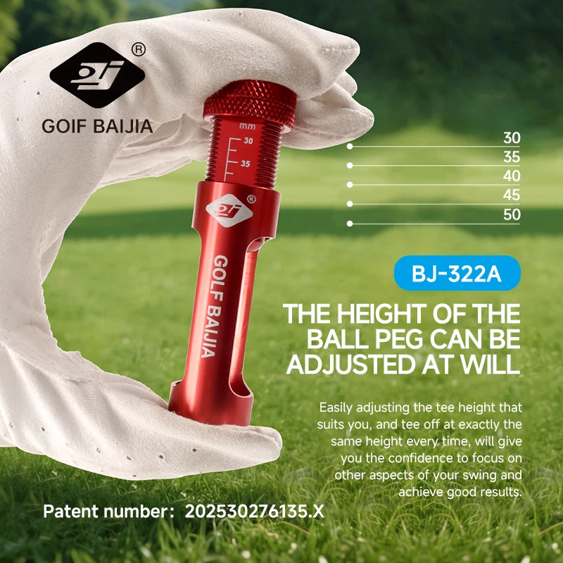 Red Golf Tee Partner Adjusting Tool for Precise Height Setting to Enhance Ball Flight Distance Essential Golf Accessory