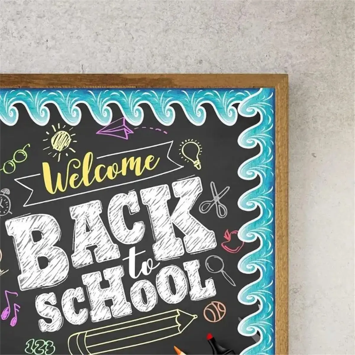 

2 рулона водонепроницаемой доски объявлений, синяя волнистая декоративная рамка для классов и офисов (30 м)