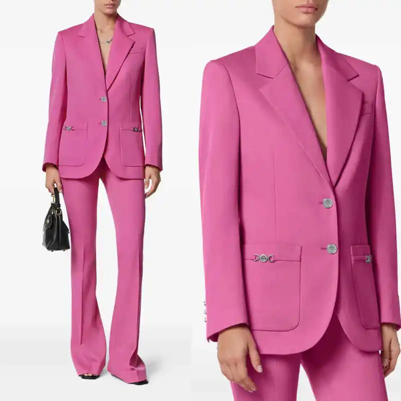 

Fashionable Women Suits 2 Pieces Blazer Pant Single Breasted Lady Daily Commute Style Casual Occasion Customized