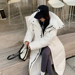 2024 Women Cotton Padded Jacket Korean Lady Long Styles Puffer Coat Autumn Winter Female Loose Thicken Warm Parkas Clothes