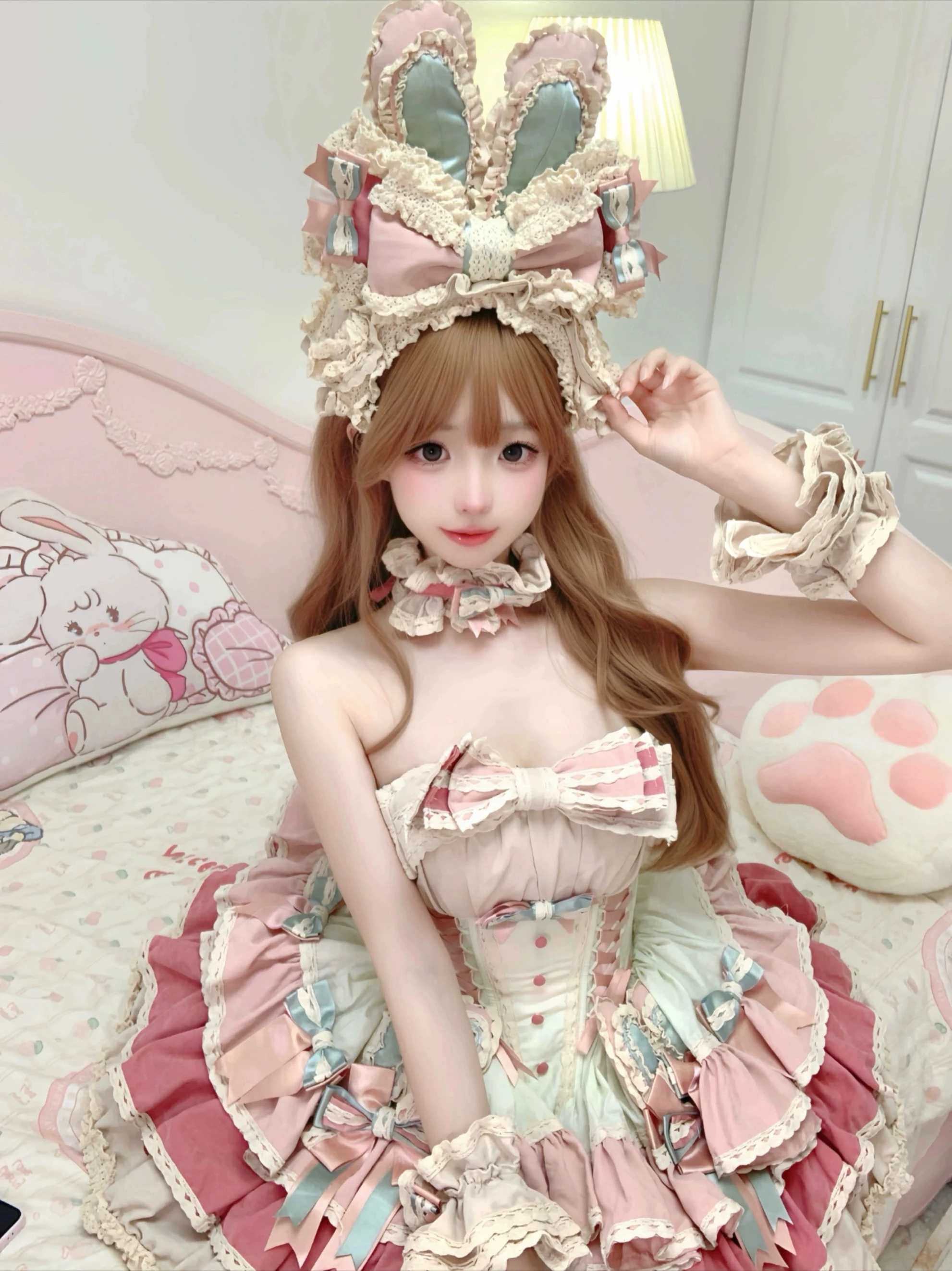 French Fishbone Waist Lolita Dress for Women Fluffy Cake Dress Princess Dresses Ribbon Dance Dress Removable Shoulder Straps - Image 3