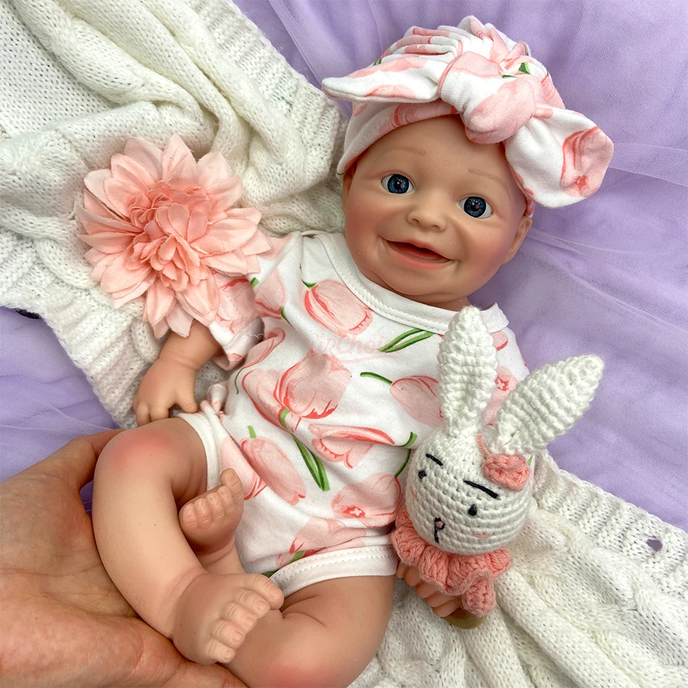 17Inch Full Body Silicone Reborn Baby Girl Open Eyes Lifelike Visible Veins Weighted Art Doll for Emotional and Therapeutic