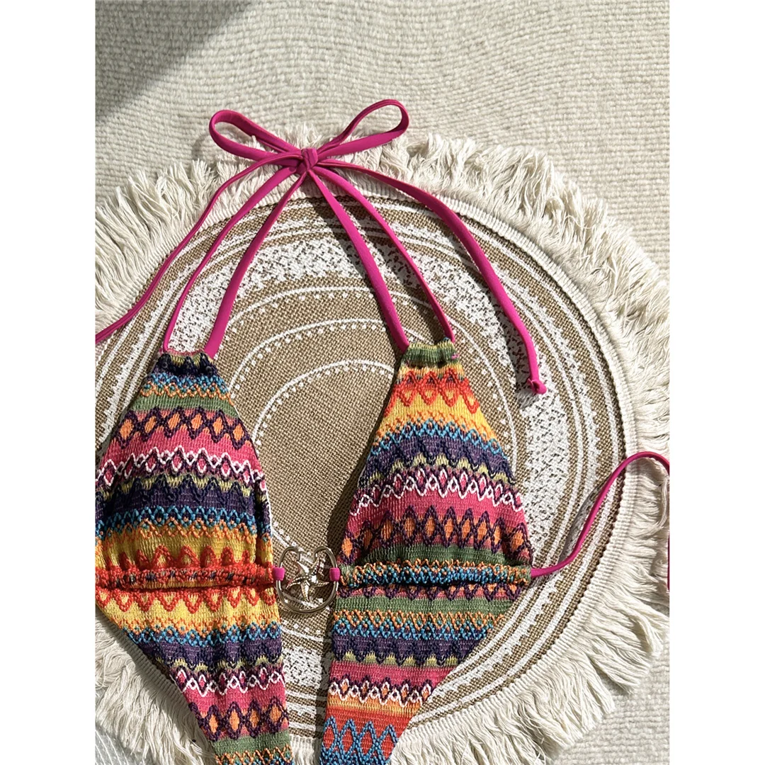 Sexy bedruckter Trikini-Badeanzug mit tiefem V-Ausschnitt für Damen, einteiliger Badeanzug, Damen-Badeanzug mit Neckholder, rückenfreie Shorts, Badebekleidung, Badeanzug V7960 – Detail 15