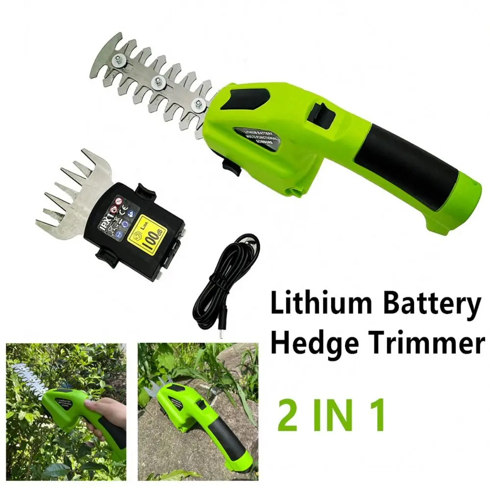 Rechargeable 2 In 1 Electric Hedge Trimmer Cordless One-handed Hedge Cutter Weeding Shear Pruning Mower Garden