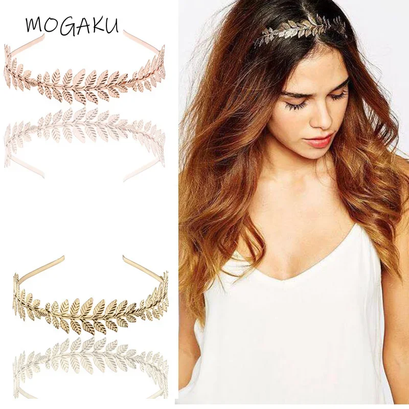 

MOGAKU Bohemia Leaves Headband Fashion Baroque Alloy Hair Hoop for Women Party Bridal Wedding Hair Jewelry Girls Accessories