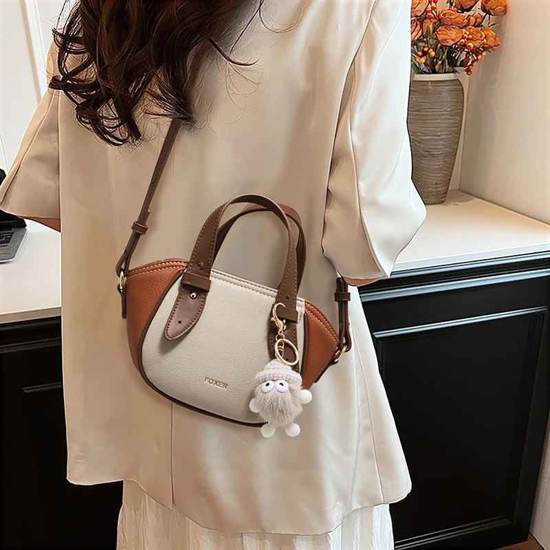 FOXER Spring Summer Women's Handbag PU Leather 2026 New Female Messenger Bag Exquisite Shoulder Bag Commuting Crossbody Purse