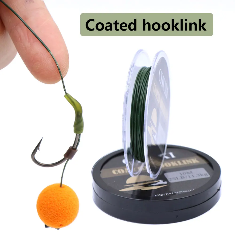 10m Carp Fishing Line 8 Strand Braided Coated Hooklink Soft Braid Line For Hair Carp Rigging Accessories Tackle 15LB/25LB/35LB