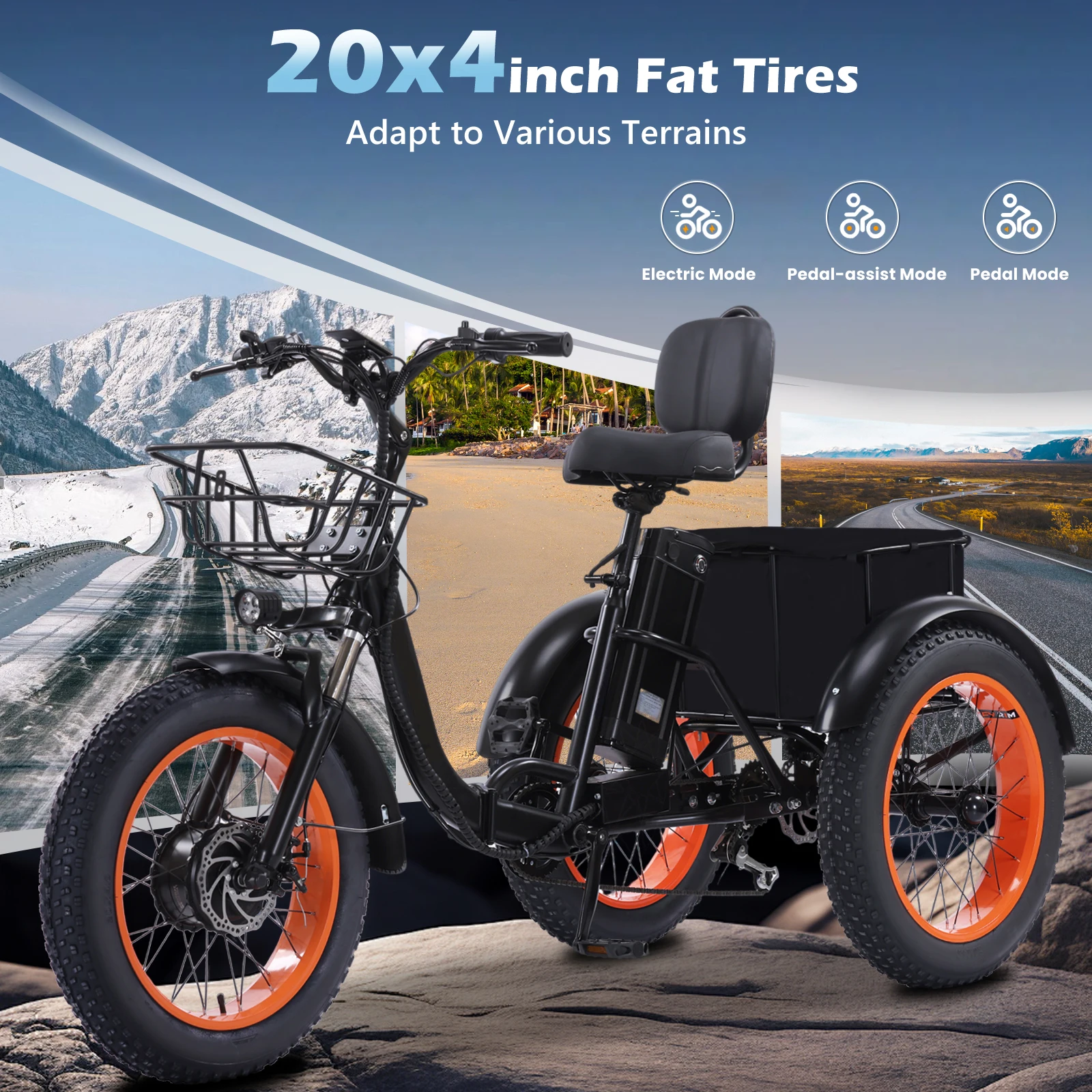 Foldable Electric Tricycle for Seniors | 500W 48V 15Ah Battery 50‑Mile Range | 20