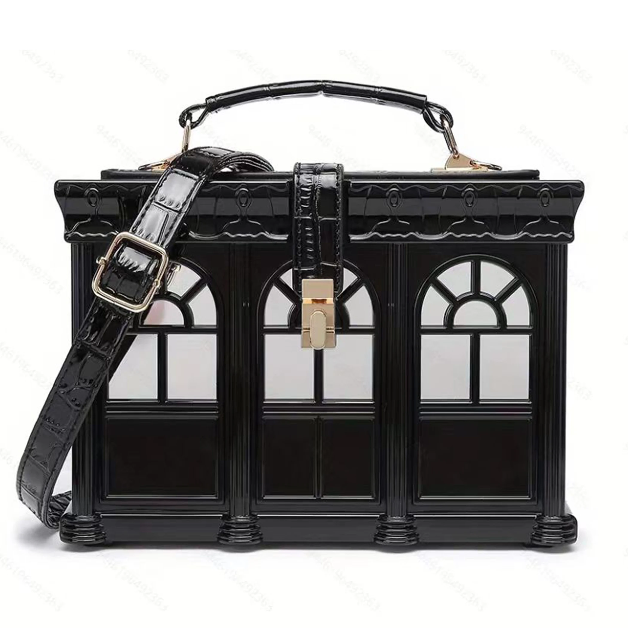 Vintage House Design Hard Shell Handbag, Luxury Crocodile Pattern Handle Box Bag, Fashion Top Handle Purse for Women, Ideal for