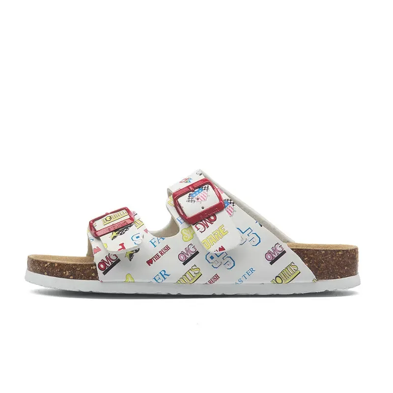 Summer Lovers Beach Cork Slippers Sandals Casual Double Buckle Clogs Beach Sandals Casual Shoes  Flip Flops Flats Shoes 35-45