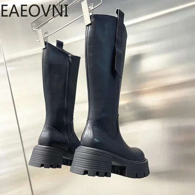 Winter Women Long Knight Boot Fashion Back Zippers Ladies Knee-High Boots Shoes Female Elegant Platform Thick Bottom Footwear