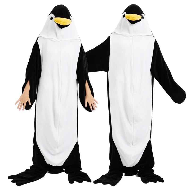 New Penguin Plush One-piece Pajamas Flannel Cartoon One-piece Pajamas Halloween Animal Performance Home Clothes