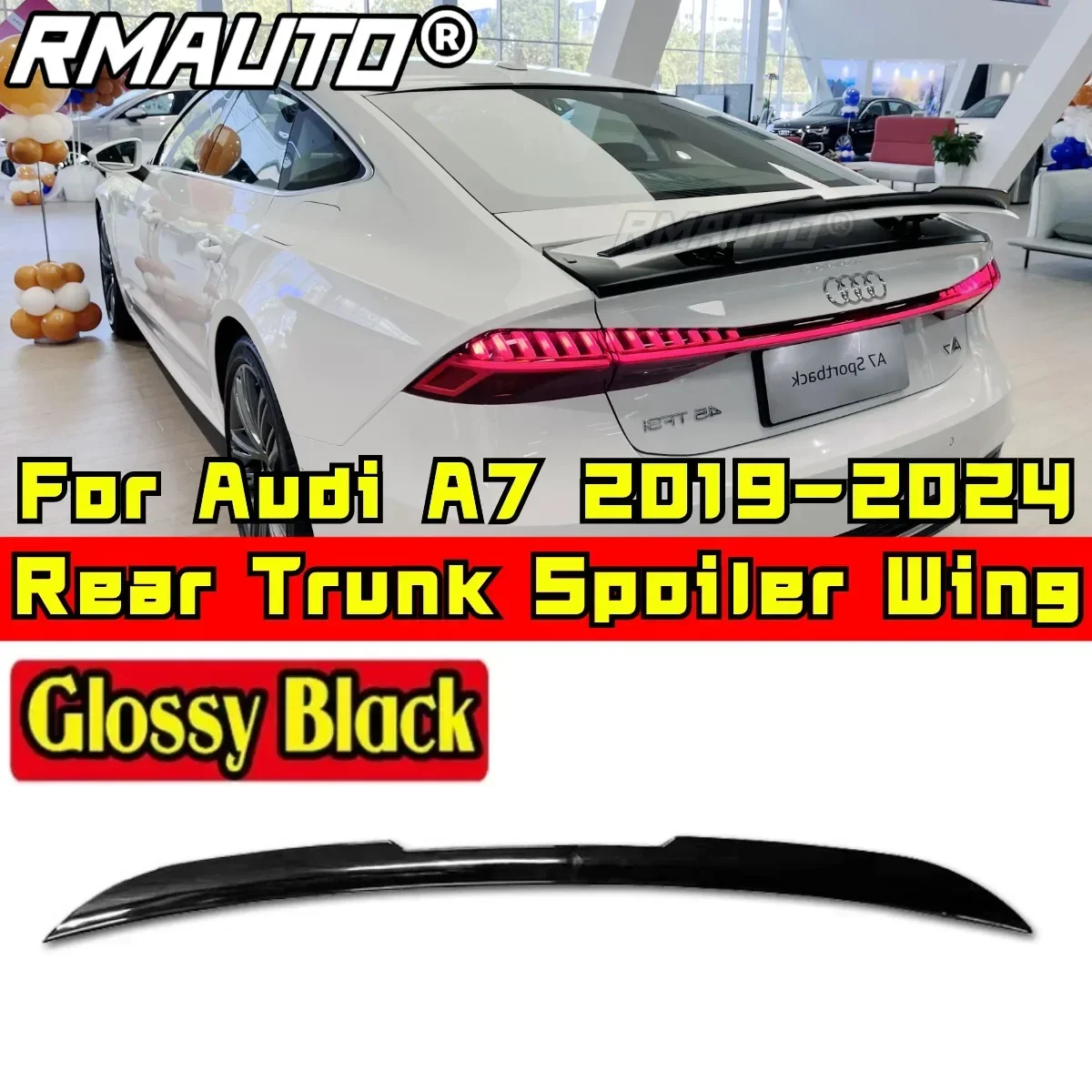 

For Audi A7 S7 RS7 Sportback 2019-2024 Rear Spoiler Wing Body Kit ABS Plastic Car Rear Trunk Spoiler Rear Trunk Wing Body Kit