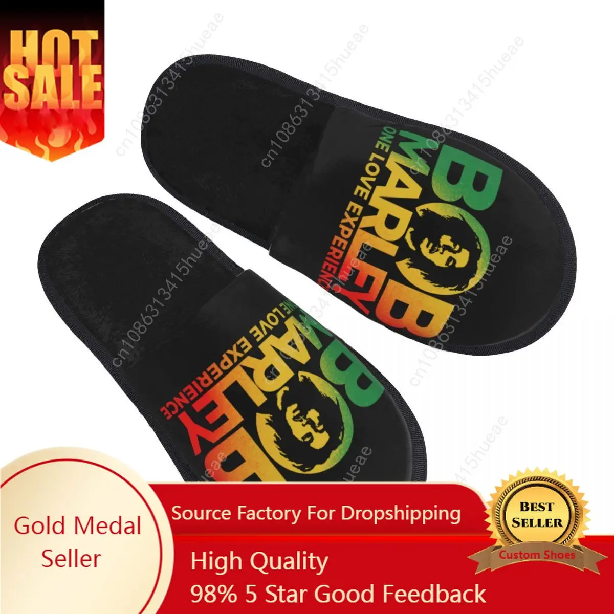 

Custom Jamaica Singer Reggae Rock Bob Marley Comfort Scuff Memory Foam Slippers Women Hotel House Shoes