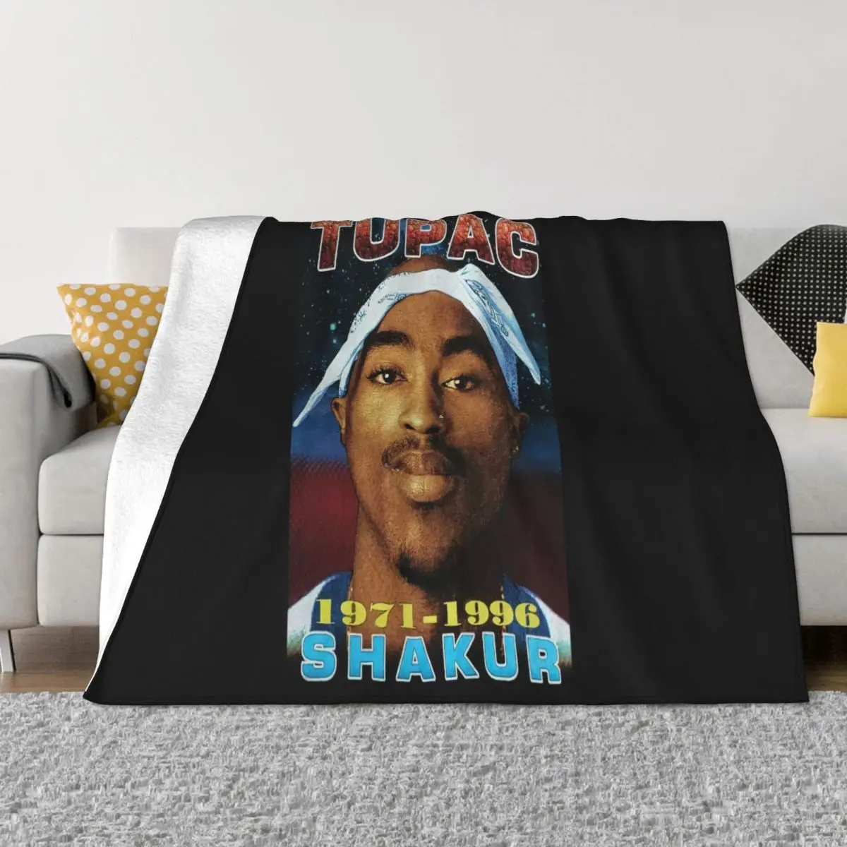 2Pac Vintage Style L Size Interested Pictures Brand Crewneck Youth Street Style Customiz New Arrival Top Throw Blanket