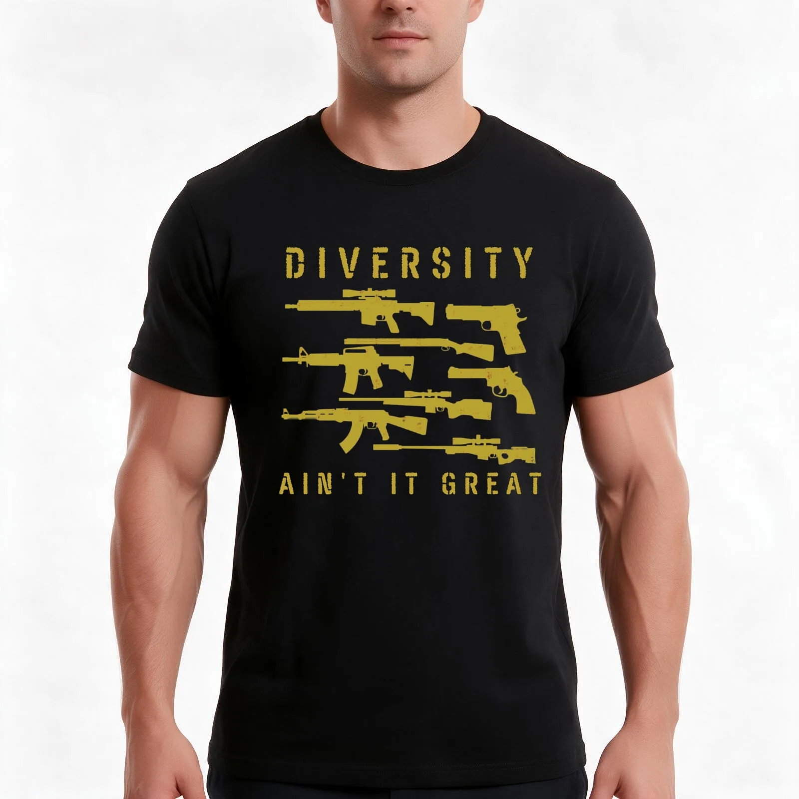 Diversity Ain't It Great Pro 2nd Amendment Gun Owner T-Shirt Summer Casual Cotton Tee Oversized Streetwear Tops 100% Cotton