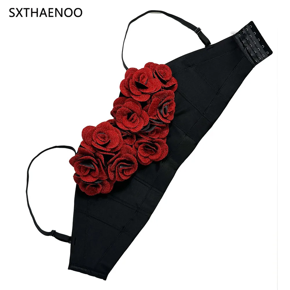 

SXTHAENOO 2025 женский модный сексуальный французский винно-красный бюстье с пряжкой на спине укороченный корсет ручной работы розовый топ Y2K High Street Party Club