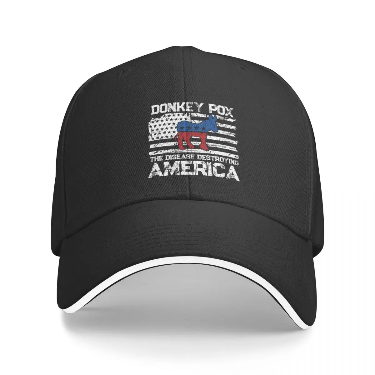 Donkey Pox The Disease Destroying America MonkeyPox USA Flag Baseball Cap Kids Hat For Man Women's