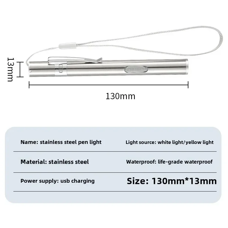 Mini torcia portatile medica portatile con penna a LED Torcia ricaricabile per infermiera dentale USB, ricaricabile