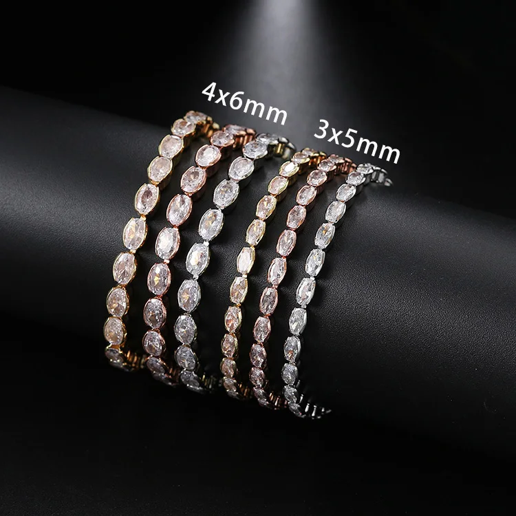 Adjustable Oval Crystal Tennis Bracelet for Women Kpop Zirconia Gold Color Chain On Hand Simple Minimalist Jewelry Trend H202