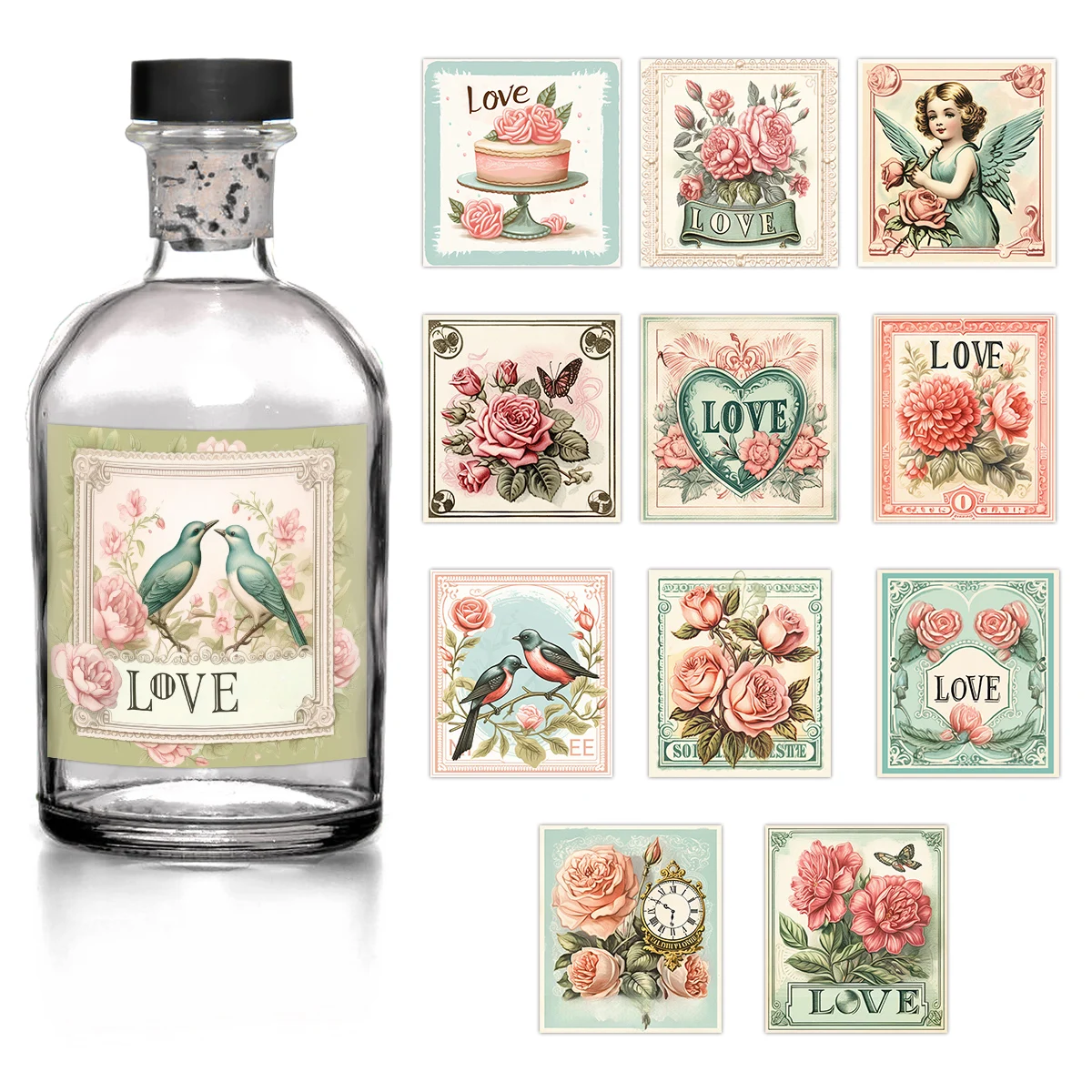 12 romantische Aufkleber – Love Phrase Design, Versiegelung für Geschenkboxen, Flaschenetiketten, Valentinstag, Hochzeitstag, Party-Dekoration