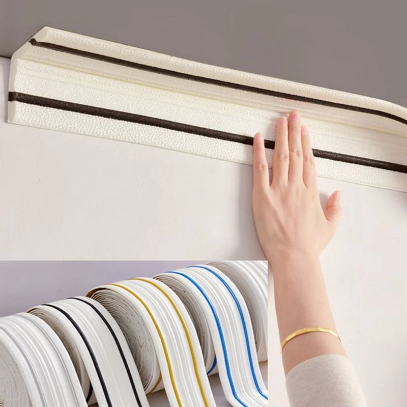 230 cm x 14 cm selbstklebende Sockellinie 3D-Schaum-Wandkantenstreifen-Aufkleber, wasserdichte Fliesen, Randpapier, Dekor-Wandaufkleber