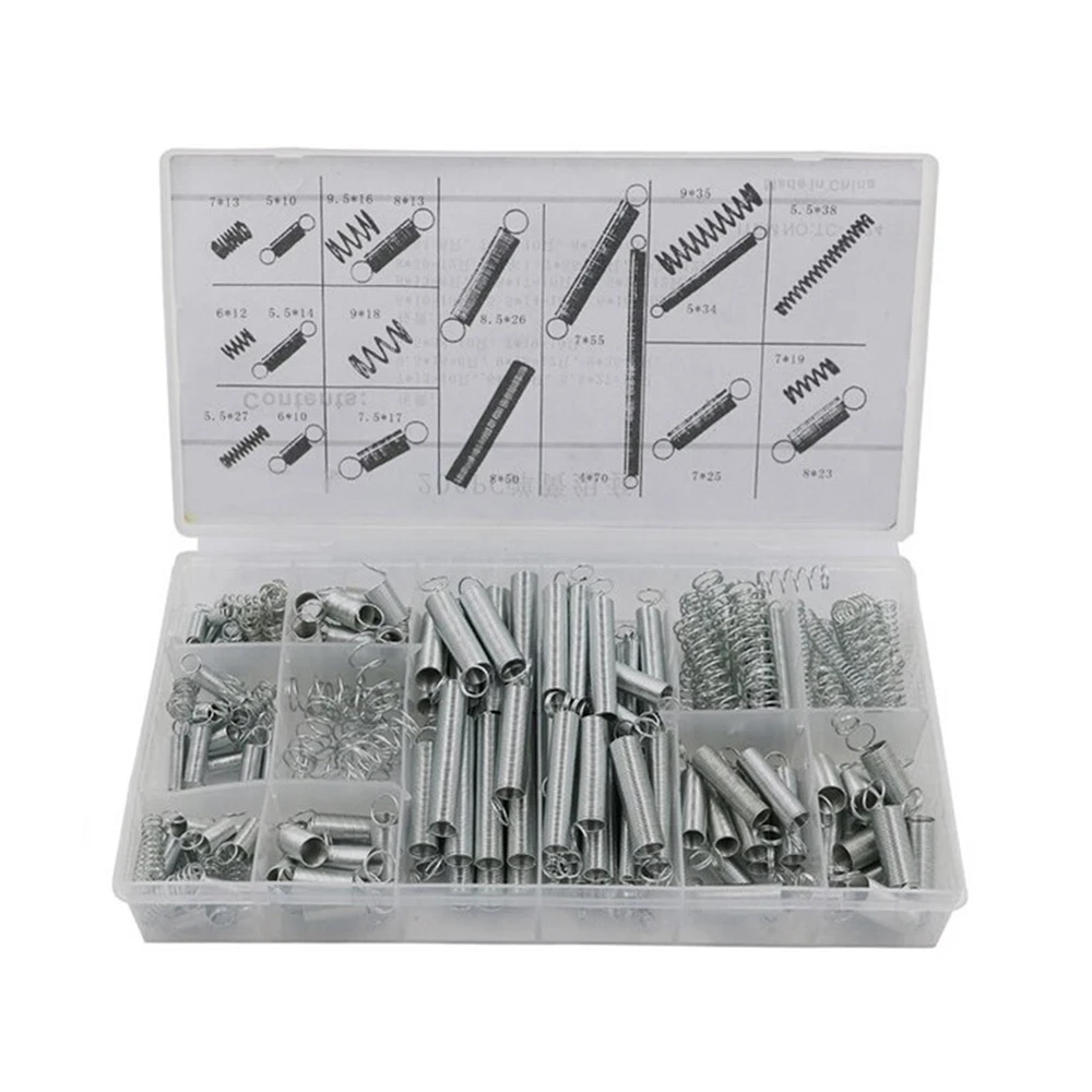 Compression & Extension SpringAssortment Set for Repairs Coil Spring Tension Spring Pressure Kit With Storage Box