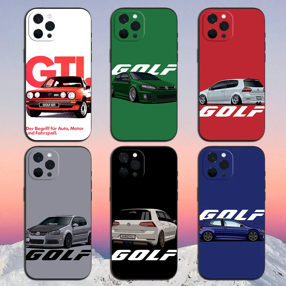 G-GTIS Car G-GolfS Luxury Phone Case for iPhone 11 12 13 14 15 16 Max Pro Plus Soft Shell