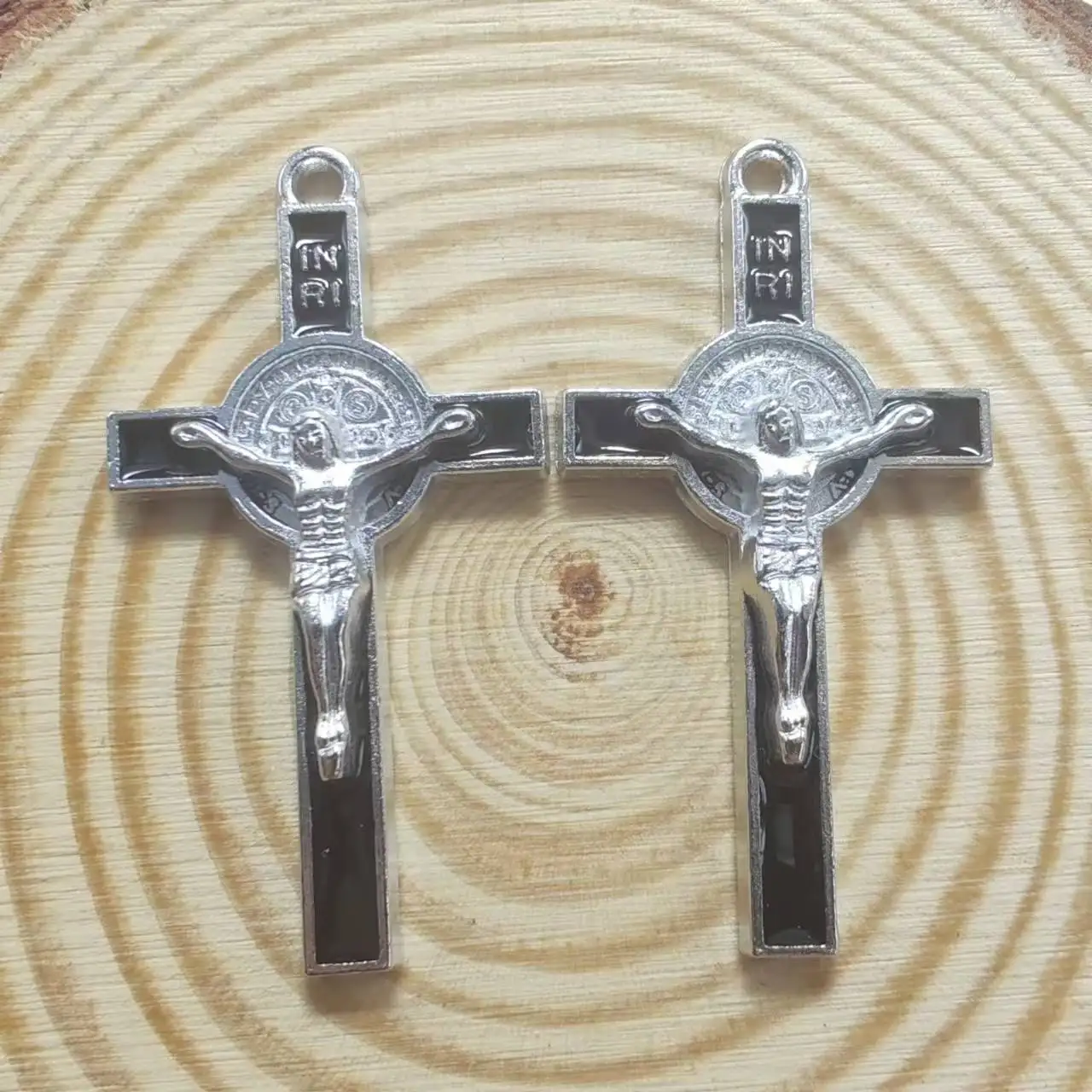 thick 40pcs/pack one hole alloy rosary cross,rosary crucifix,religious alloy cross,St. Benedict Crucifix special offer