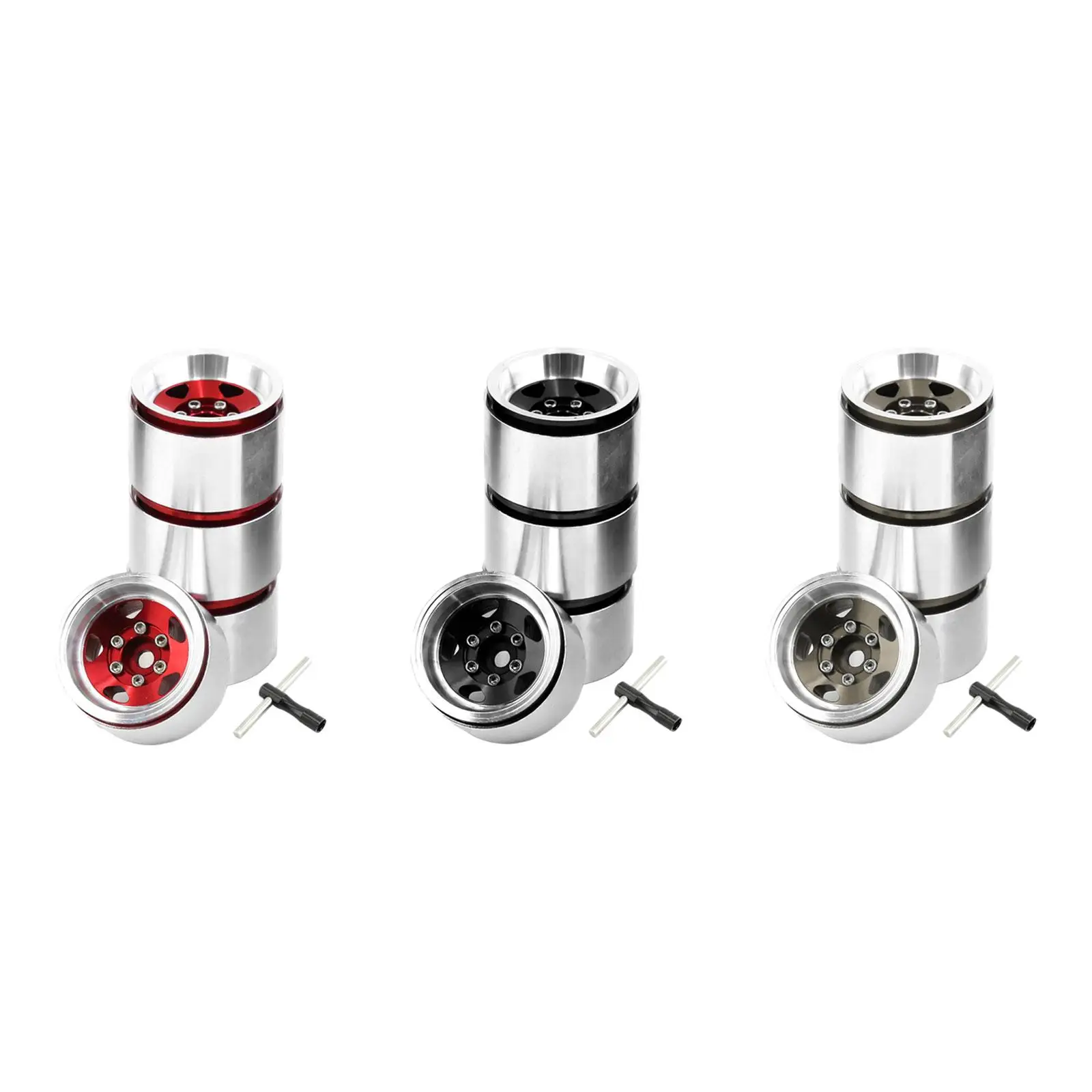 4Pcs Metal Wheel Rim Hub Aluminum Alloy 1 inch for 1/18 RC Crawler Car Truck