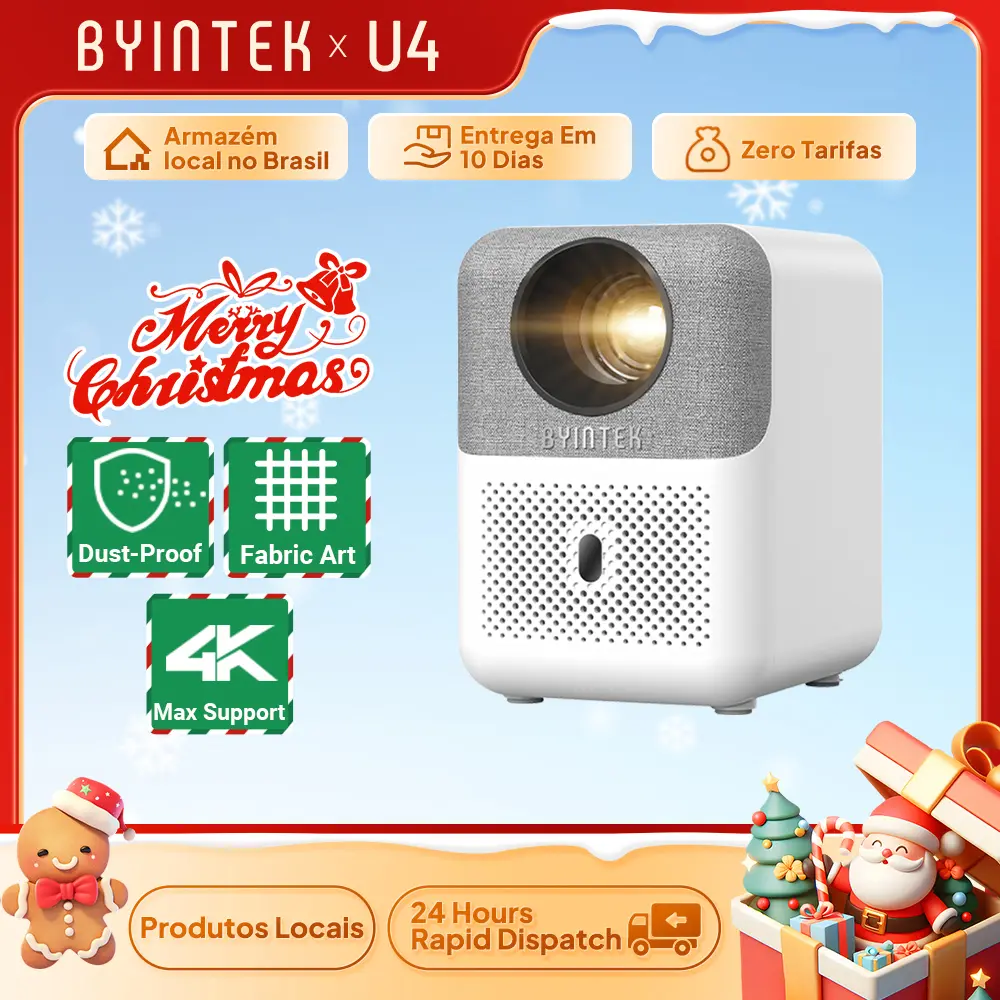 BYINTEK LOVE U4 Smart Mini Projetor de Home Theater 4K 1080P Vídeo Android WIFI para Cinema de Smartphone