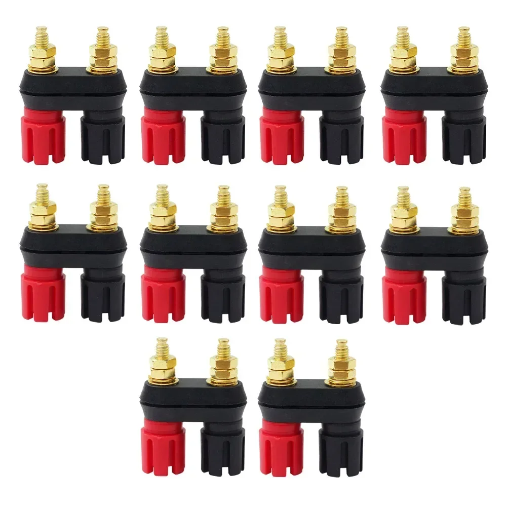 

10PCS Dual Banana Plug Terminals Connector Binding Post Banana Speaker J.50020 Dual Female Banana Socket Plug Terminal