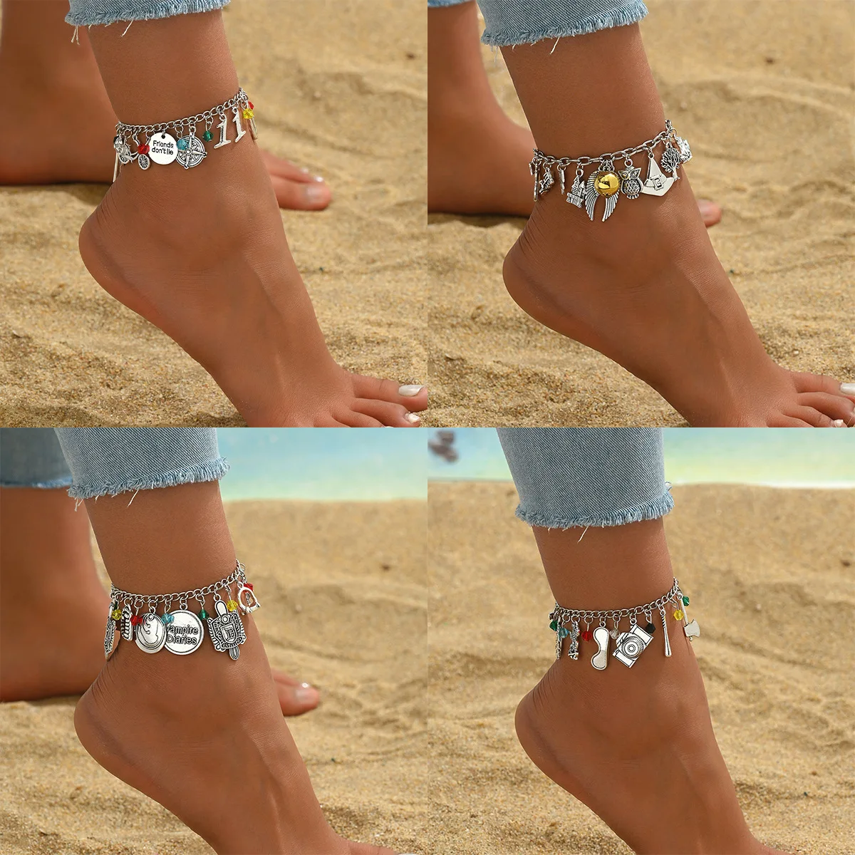 Новинка 2025 года, женский браслет на щиколотке, индивидуальные странные вещи, лента для топора, дизайн велосипеда, аксессуары для ног, универсальные