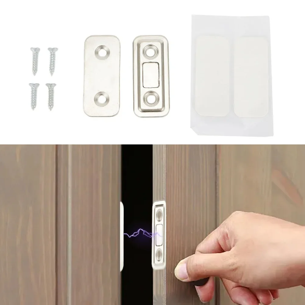 Invisible Magnetic Door Catch para Armário Armário, Cabinet Catch, Hardware Acessórios, Preto e Prata