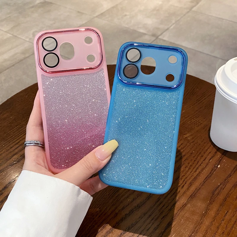 Fashion Gradient Glitter Paper Jam Phone Case for Honor 600 Pro 400 Lite X8D X7D X9D Full Coverage Lens Protect Anti-drop Cover