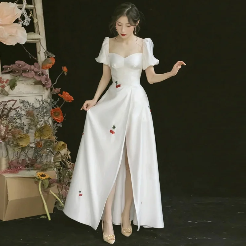 

Elegant Satin Wedding Dress 2026 New Style One Shoulder Exit Veil Forest System Super Fairy Tale Gown Bridal Gown Simple Styl...