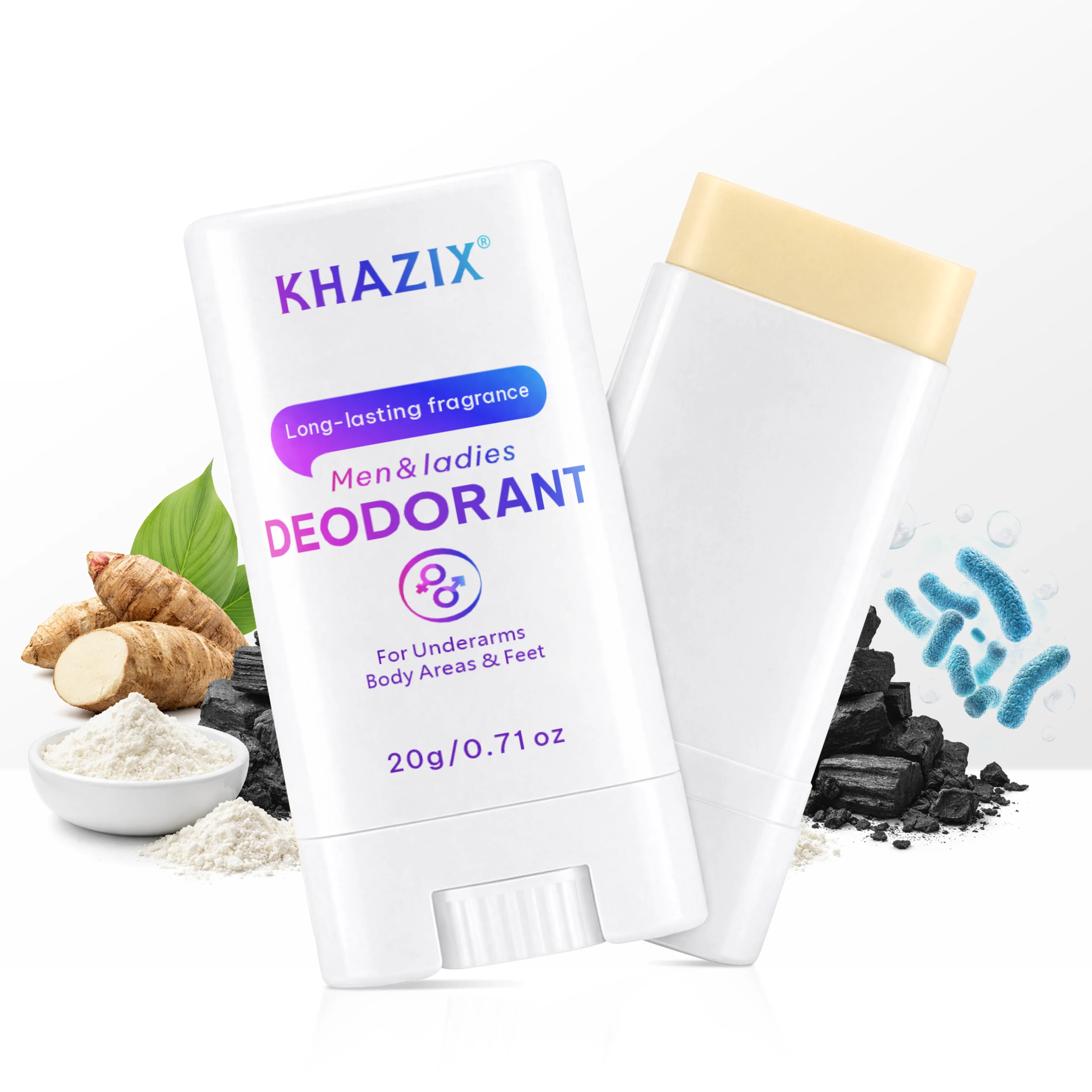 Long Lasting Body Deodorant Stick 20g Aluminum Free Invisible Solid 72H Odor Control Freshness for Daily Body Care