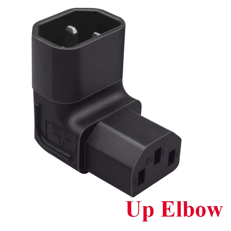 Coude noir vers le bas, convertisseur de prise d'alimentation IEC C13 à C14, prise C14 mâle à C13 femelle, connecteur adaptateur d'alimentation, prise AC